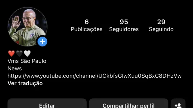 Página do Instagram do São Paulo futebol clube 100 inscritos