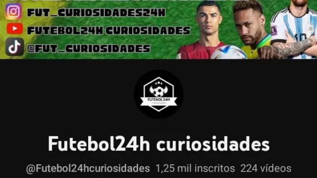 Canal Futebol 24horas Curiosidades 1250 inscritos mais de 220 vídeos
