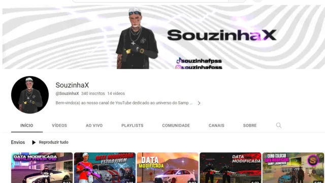 Canal youtube: SouzinhaX 340 inscritos