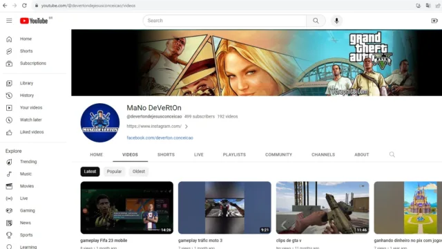 Canal de 2013 Youtube (499 inscritos)