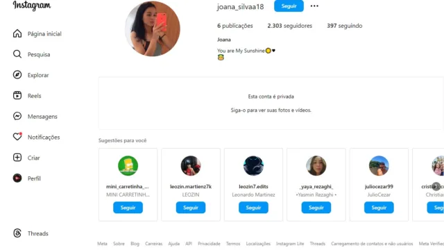 Conta do Instagram com mais de 2300 seguidores reais
